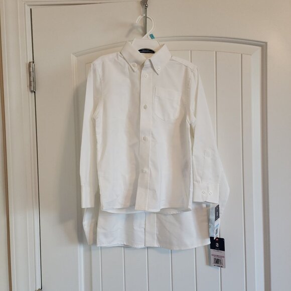Izod White Boys Button-Up Dress Shirts Regular Fit Sizes 5 & 6 55% Cotton 45% Po - Picture 13 of 14